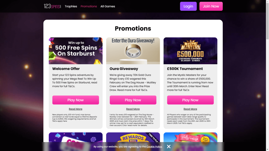 123spins Casino Online Review